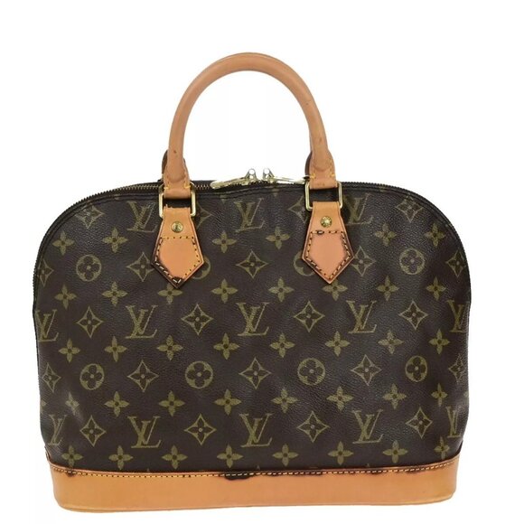 LOUIS VUITTON LV Logo Alma Hand Bag Monogram Leather Brown France - Picture 14 of 16